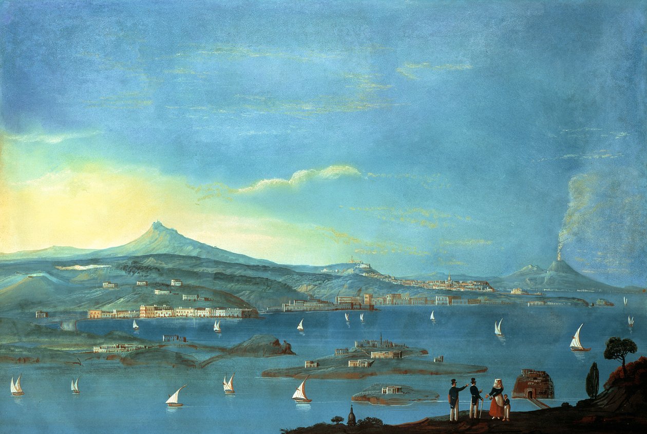Utsikt over Eremitasjen til Nicole dIschia (gouache om bord) (se også 207964, 207965, 207966) av Italian School