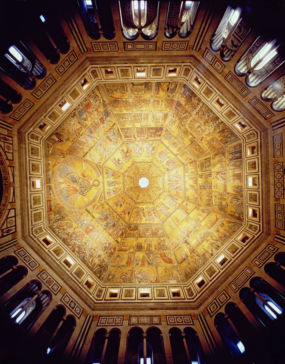 Utsikt over mosaikktaket, påbegynt i ca. 1225 (mosaikk) av Italian School