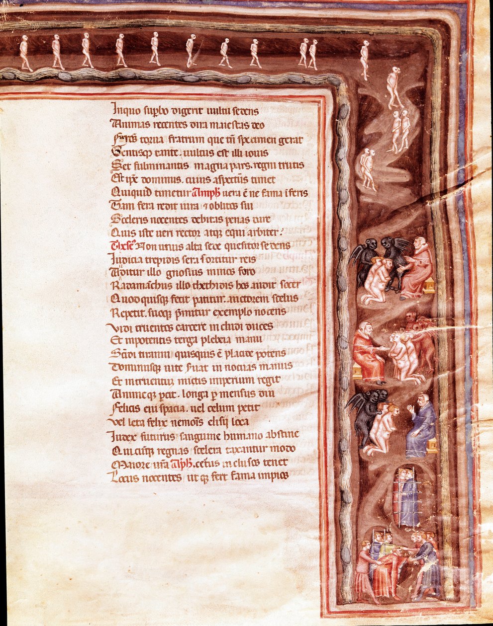 View of the Underworld, illustrasjon for Furious Hercules av Seneque (miniatyr av Italian School