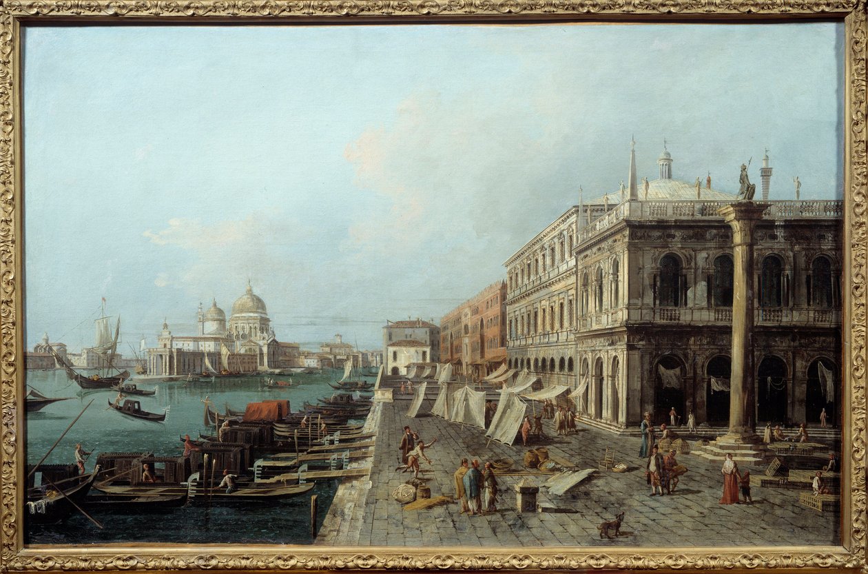 Utsikt over føflekken foran Zecca i Venezia på 1700-tallet. Anonymt maleri av den italienske skolen. Nantes, kunstmuseet av Italian School