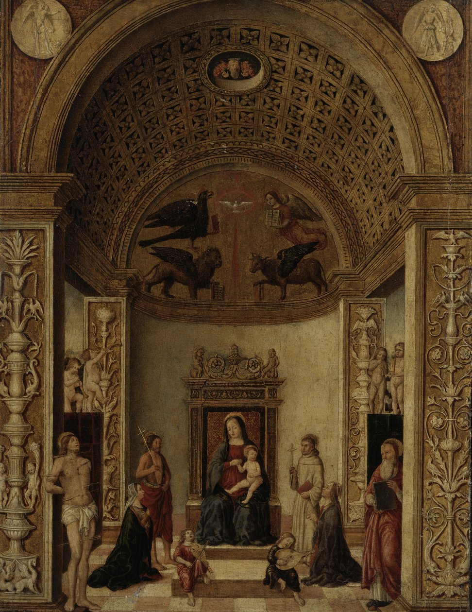 Jomfru og barn på tronen, ca. 1500-20 av Italian School