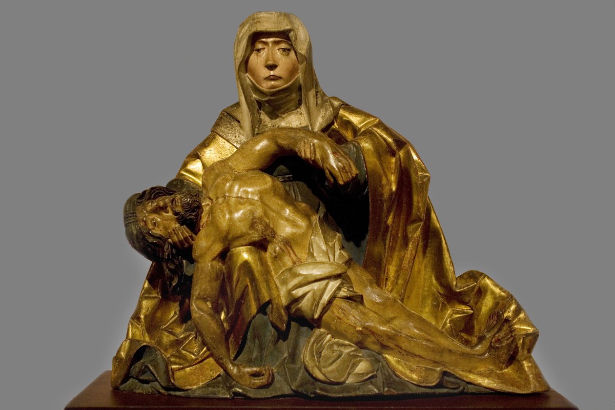 Jomfru av barmhjertighet til Kristus som døde rundt 1510-1520, regionen i Sør-Tirol, skulptur av predelle i malt tre, bevart på Musee Bonnat de Bayonne. Selva fotografering, 2008. av Italian School