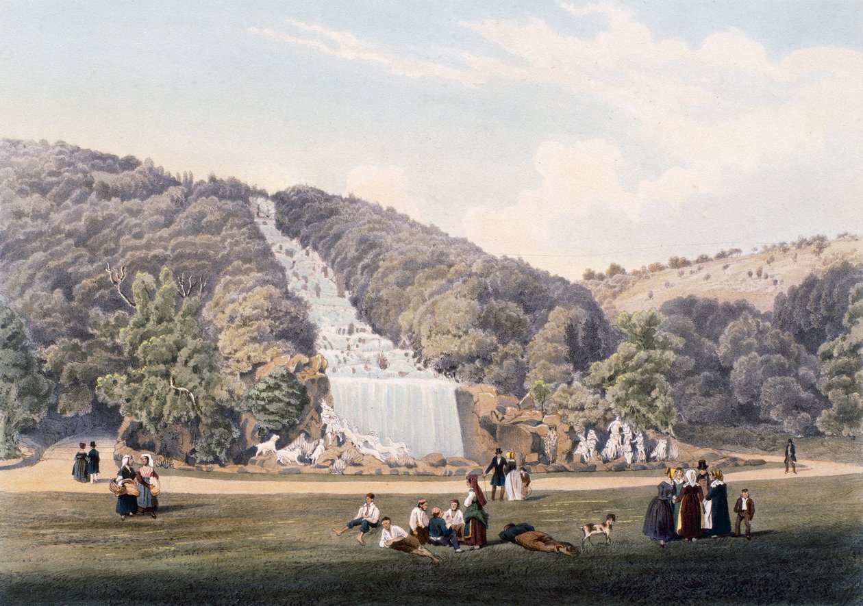 Foss i parken til det kongelige palasset i Caserta, Italia av Italian School