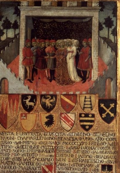 Sărbătoare de nuntă, Sieneză, c.1400 norvegiană av Italian School