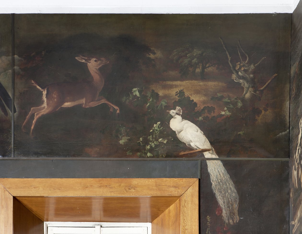 Hvit påfugl og rådyr, Myth of Orpheus av Italian School