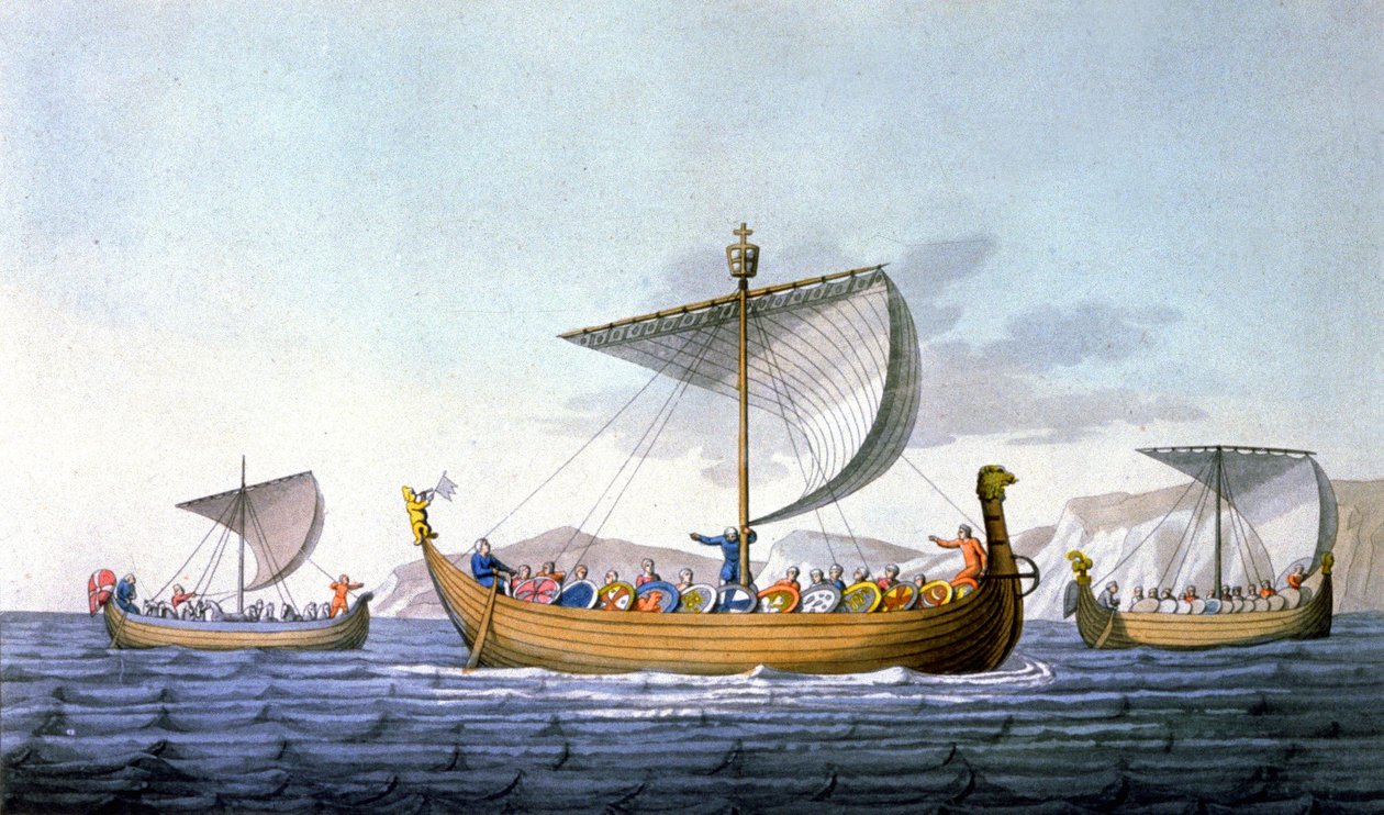 Vilhelm Erobreren og hans marine, på vei til England, illustrasjon fra 