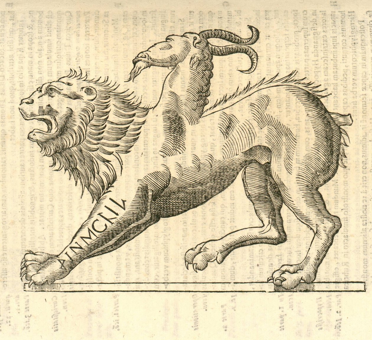 illustrasjon av Monstrosae cuiusdam Chimaerae fra Aldrovandis History of Monsters, 1642 av Italian School