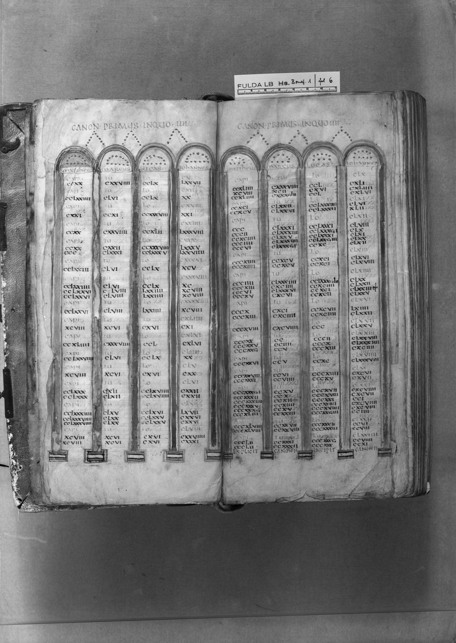 MS ff.5v-6r Cannon Tables, fra Codex Fuldensis av Italian School Italian School