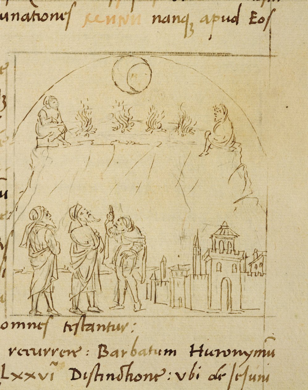 Ms.LAT.446 fol.2v Vismennene studerer stjernenes bevegelser for å bestemme den nøyaktige datoen for påsken, fra Ortopascha av Pilgrim Priscian av Italian School Italian School