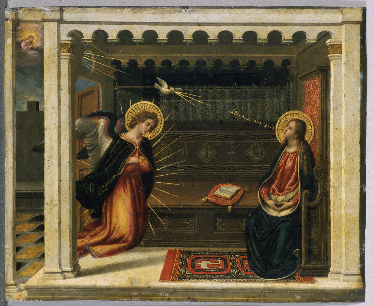 Bebudelsen (tempera på kobber) av Italian School Italian School