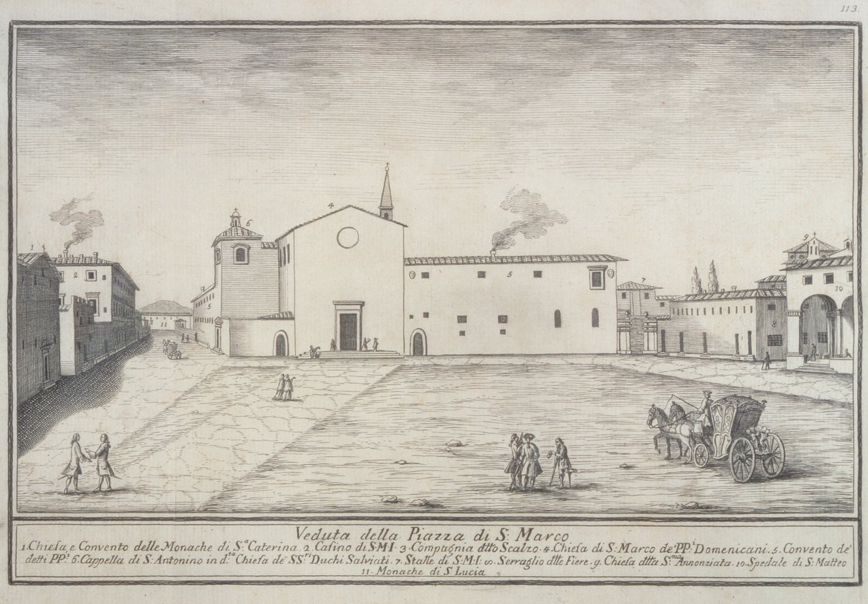 Utsikt over San Marco-kirken, Firenze av Italian School Italian School