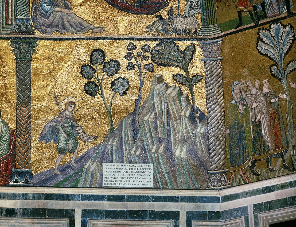 Døperen Johannes i ørkenen (mosaikk) av Italian school