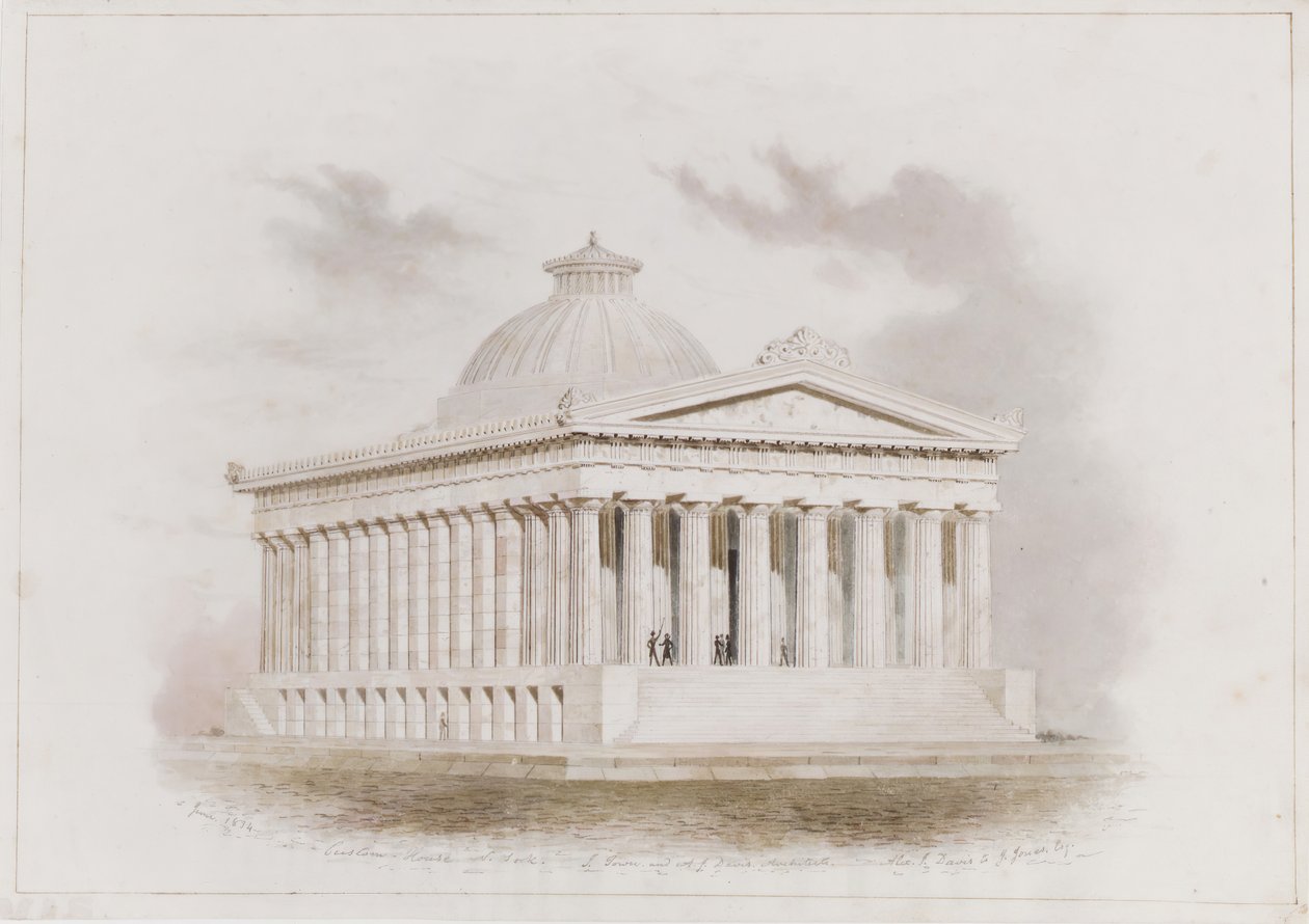 U.S. Custom House, New York-perspektiv, 1834 av Ithiel Town