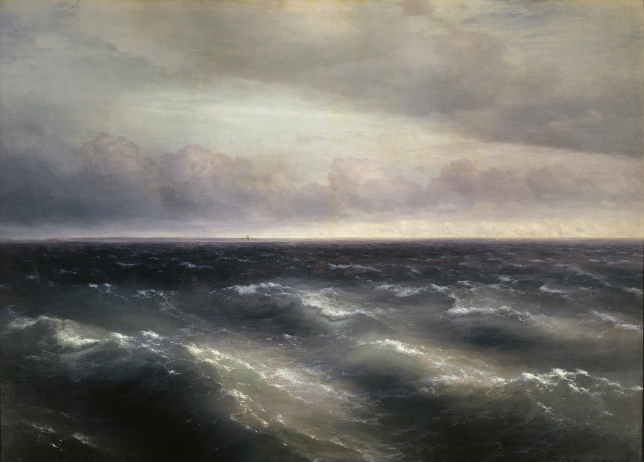 Svartehavet (en storm begynner å spille på Svartehavet) av Ivan Konstantinovich Aivazovsky