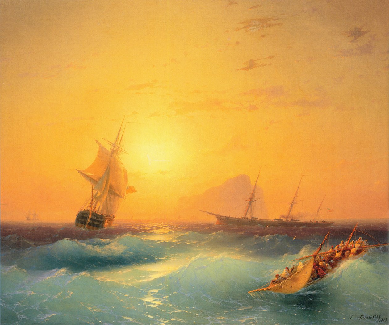 Amerikanske skip utenfor Rock of Gibraltar av Ivan Konstantinovich Aivazovsky