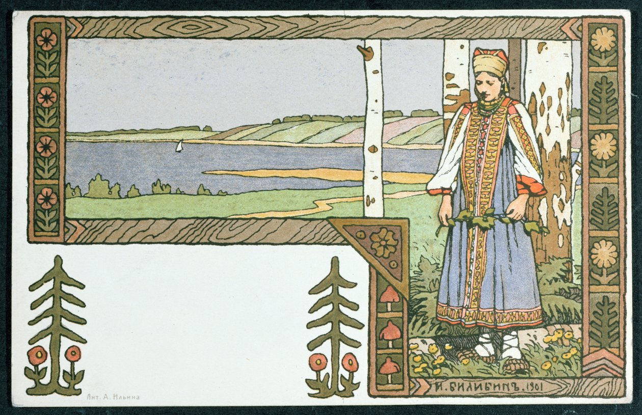 Den unge jenta og bjørketreet, 1901 av Ivan Yakovlevich Bilibin