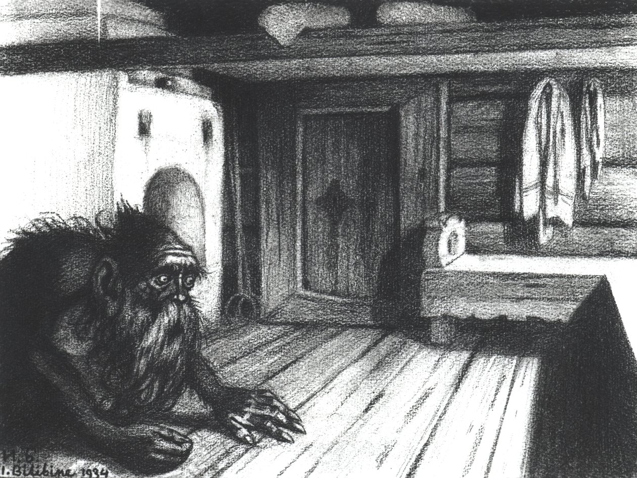 Domovoi, en ånd i huset, 1934 (kull på papir) av Ivan Yakovlevich Bilibin