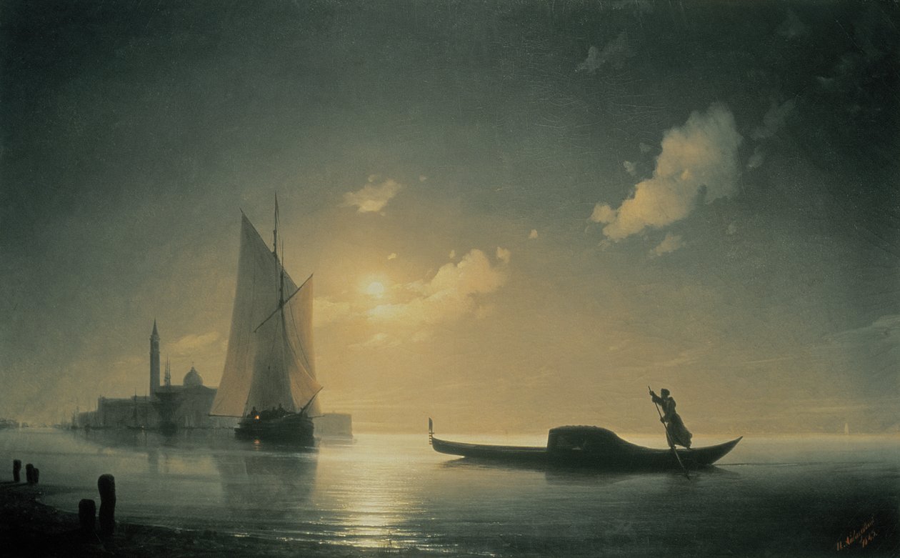 Gondolier på havet om natten, 1843 av Ivan Konstantinovich Aivazovsky