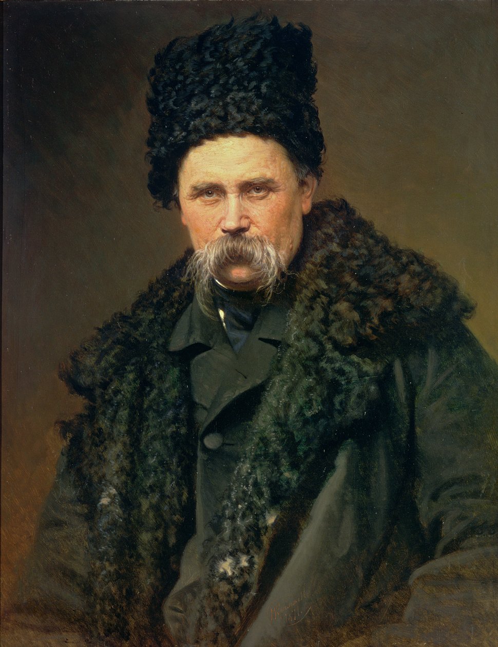 Portrett av den ukrainske forfatteren Taras Grigorovich Shevchenko (1814-61), 1871 av Ivan Nikolaevich Kramskoy