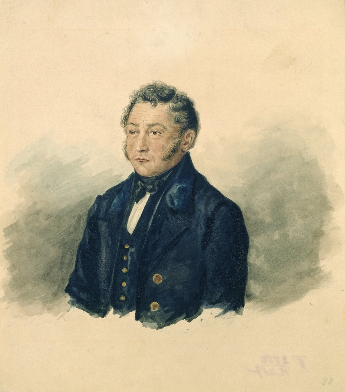 Portrett av Fadei Venediktovich Bulgarin, ca. 1840 av Ivan Nikolayevich Terebenev