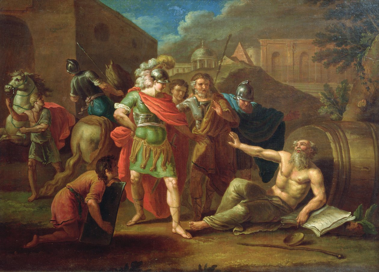 Alexander den store besøker Diogenes i Korint, 1787 av Ivan Philippovich Tupylev
