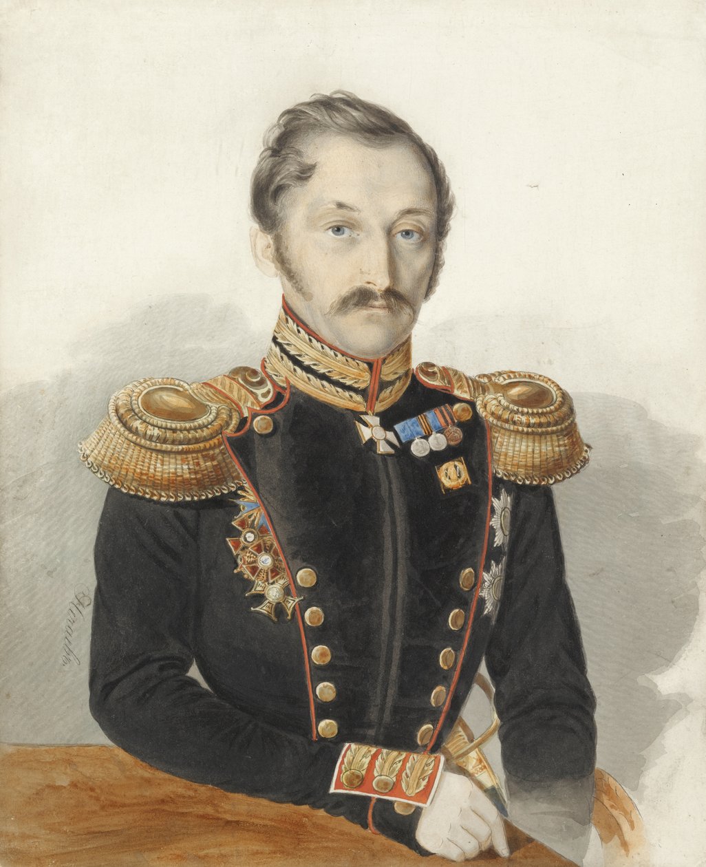 Portrett av general Alexander Danilovich bygggren 1818-1861 av Ivan Alexeyevich Nechayev