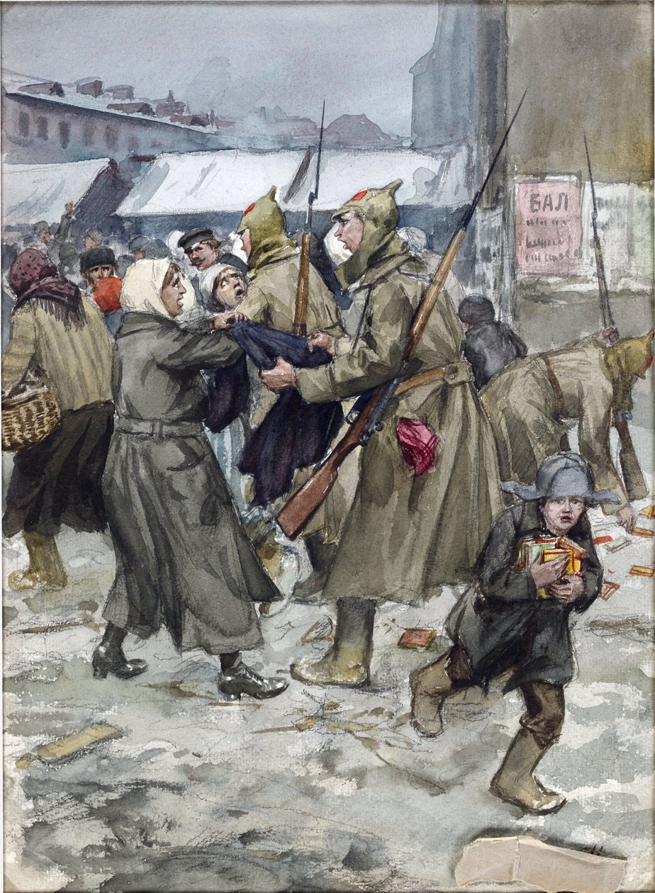 Frihandel i Petrograd av Vladimirov, Ivan Alexeyevich (1869-1947). Akvarell, Gouache på papir av Ivan Alexeyevich Vladimirov
