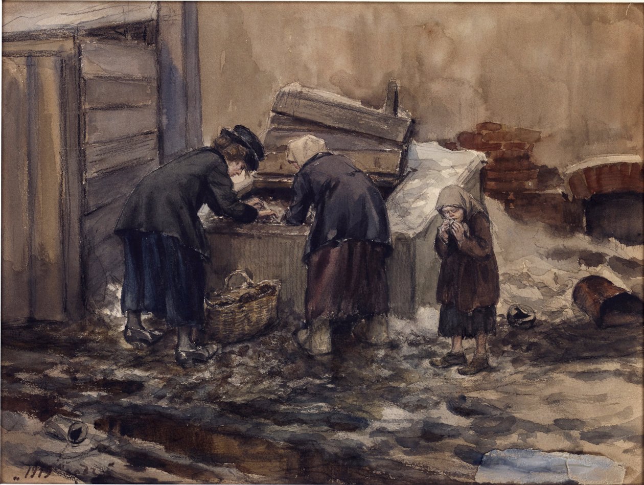 Sulten år i Petrograd av Vladimirov, Ivan Alexeyevich (1869-1947). Akvarell, Gouache på papir av Ivan Alexeyevich Vladimirov