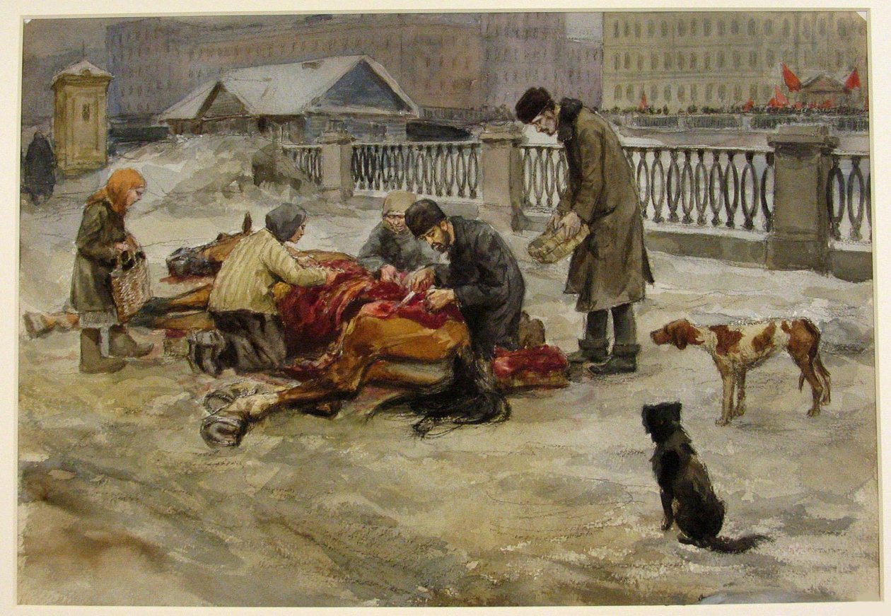 Petrograd i 1918 fra serien med akvareller russisk revolusjon, 1918 av Ivan Alexeyevich Vladimirov