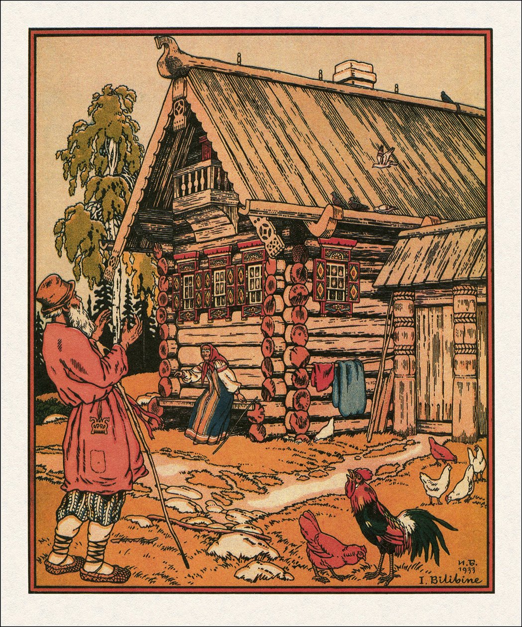 Illustrasjon til historien om fiskeren og fisken av Bilibin, Ivan Yakovlevich (1876-1942) av Ivan Yakovlevich Bilibin