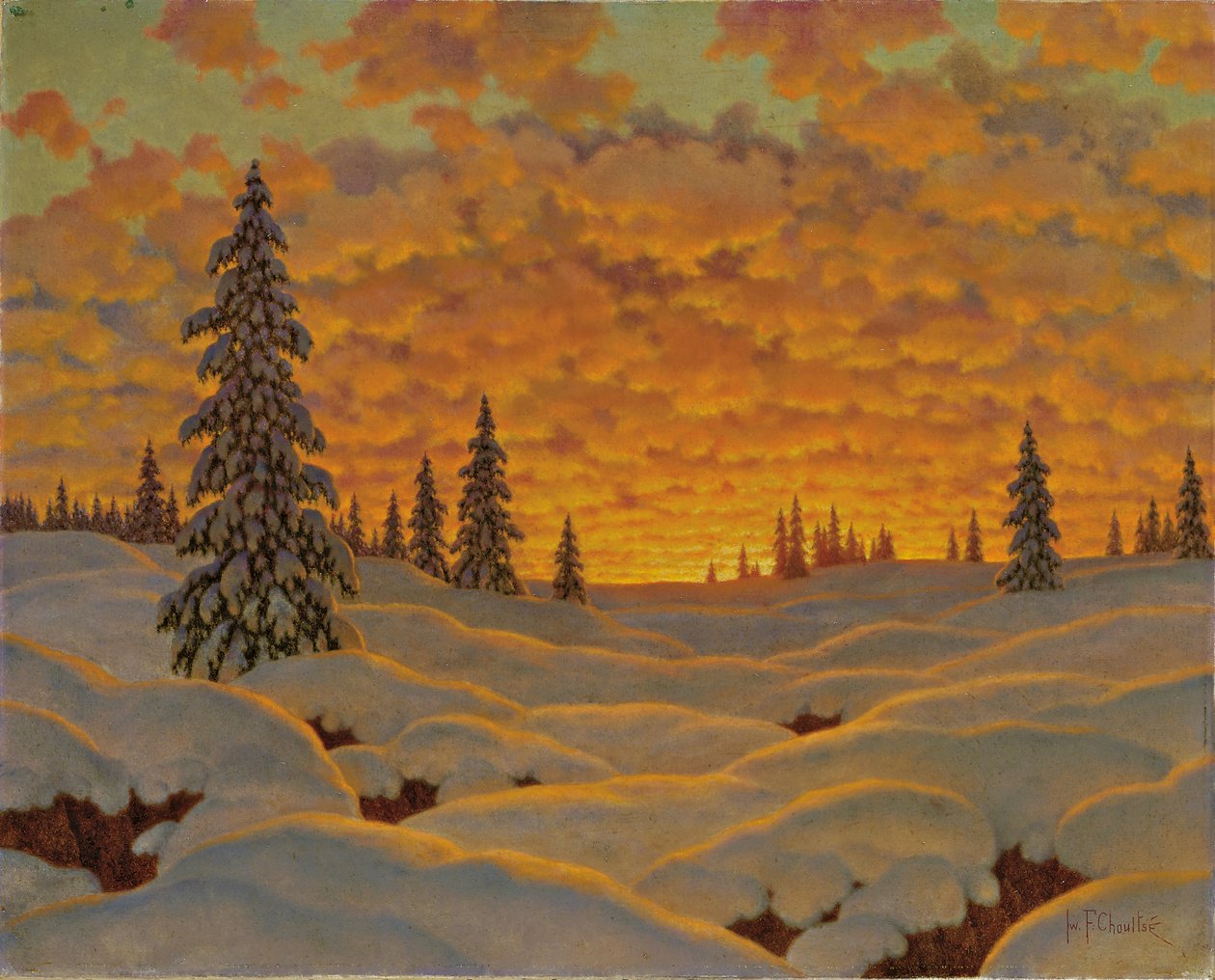Solnedgang i Finland av Ivan Fedorovich Choultse