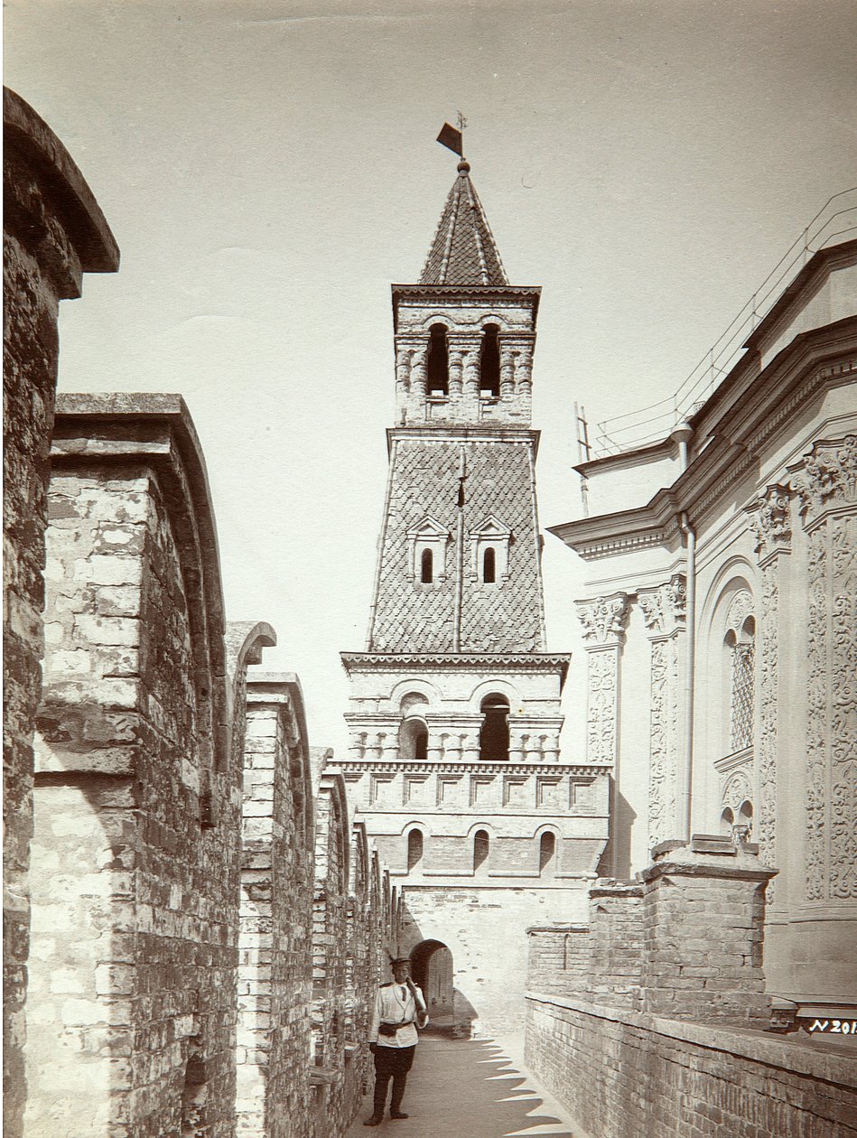 Armory (Oruzheynaya) Tower i Kreml i Moskva. Albumin Foto av Ivan Fyodorovich Borshchevsky (1851-1948), før 1889. State United Museum Center i Kreml, Moskva av Ivan Fyodorovich Borshchevsky