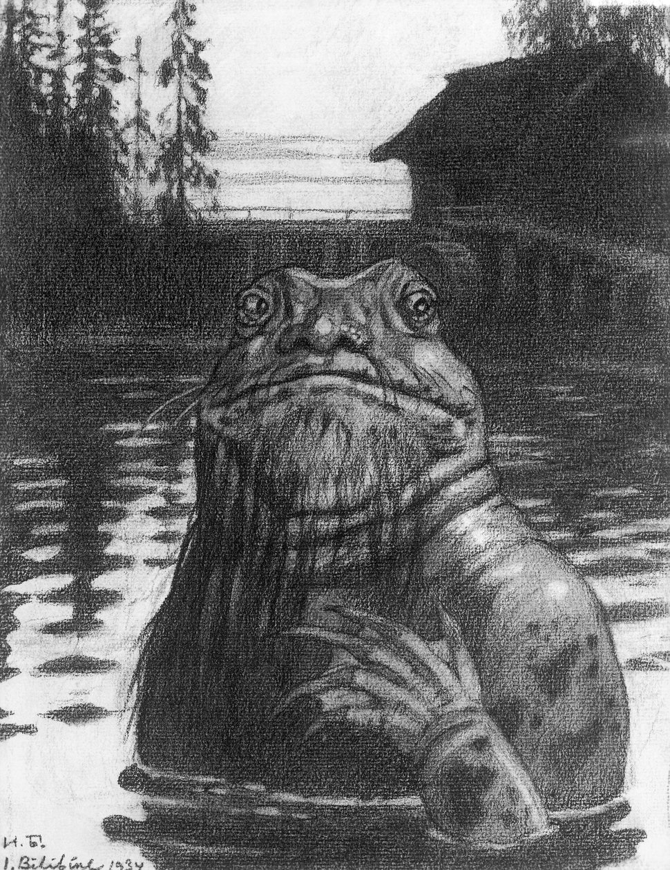 Vodyanoi, the Water Sprite, 1934 (kull på papir) av Ivan Yakovlevich Bilibin