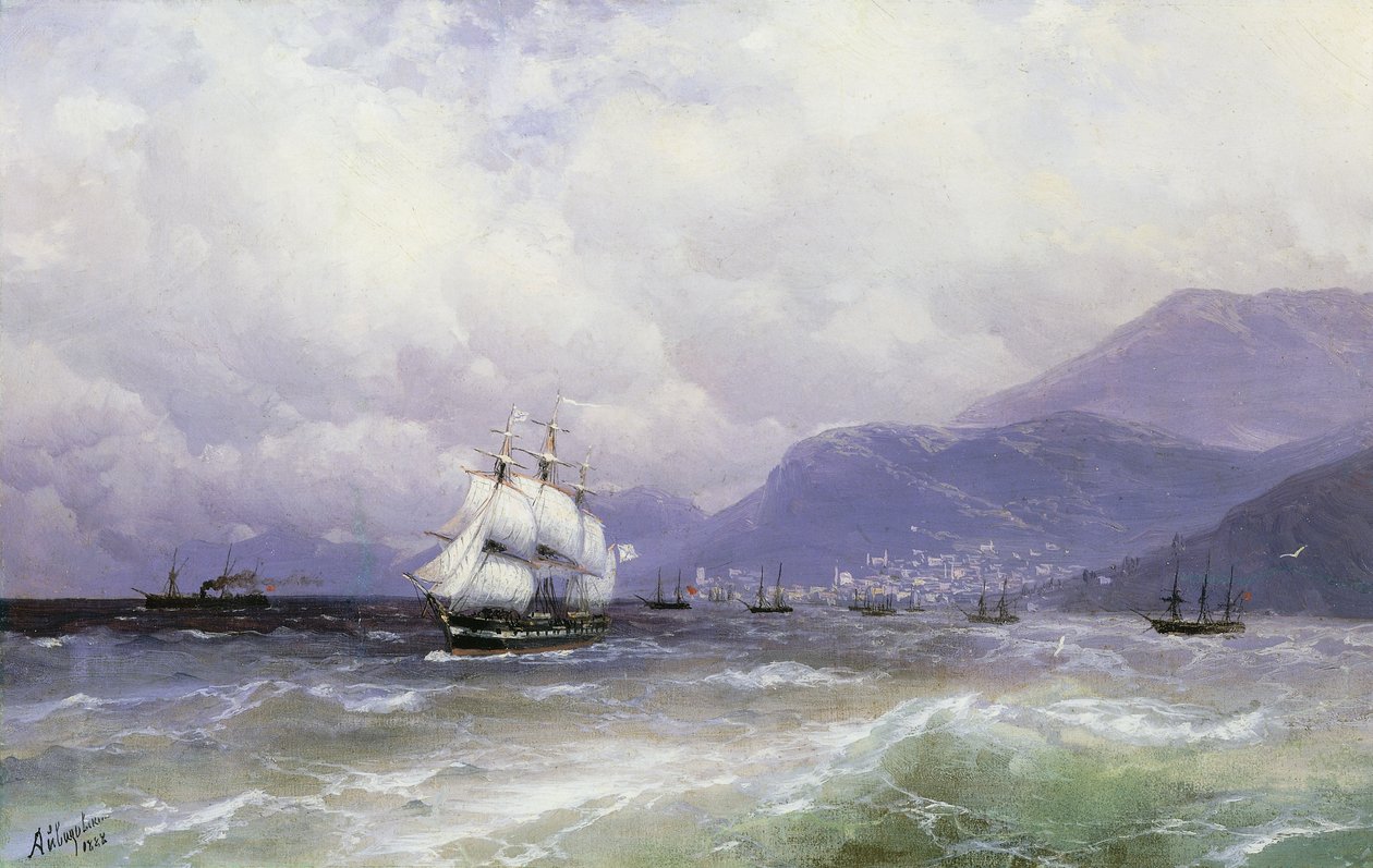Et kystlandskap med frakt utenfor Trebizond, 1888 av Ivan Konstantinovich Aivazovsky