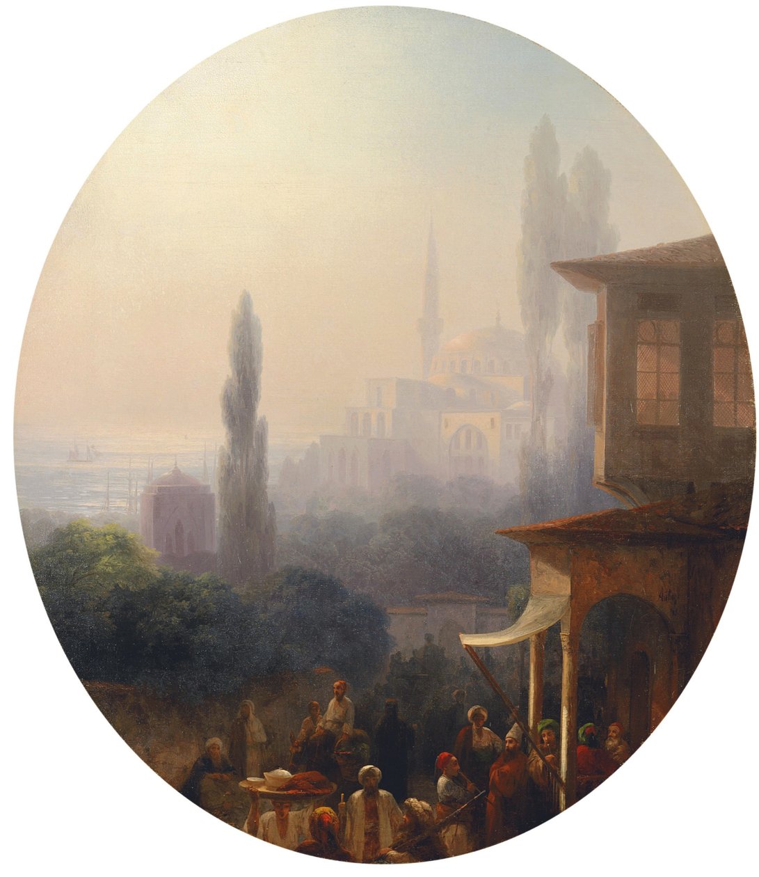 En markedsscene i Konstantinopel, med Hagia Sophia utenfor, 1860 av Ivan Konstantinovich Aivazovsky