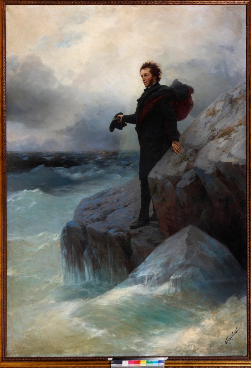 Farvel, fritt element, o Hav! Alexander Pushkin ved Svartehavet, 1877. av Ivan Konstantinovich Aivazovsky
