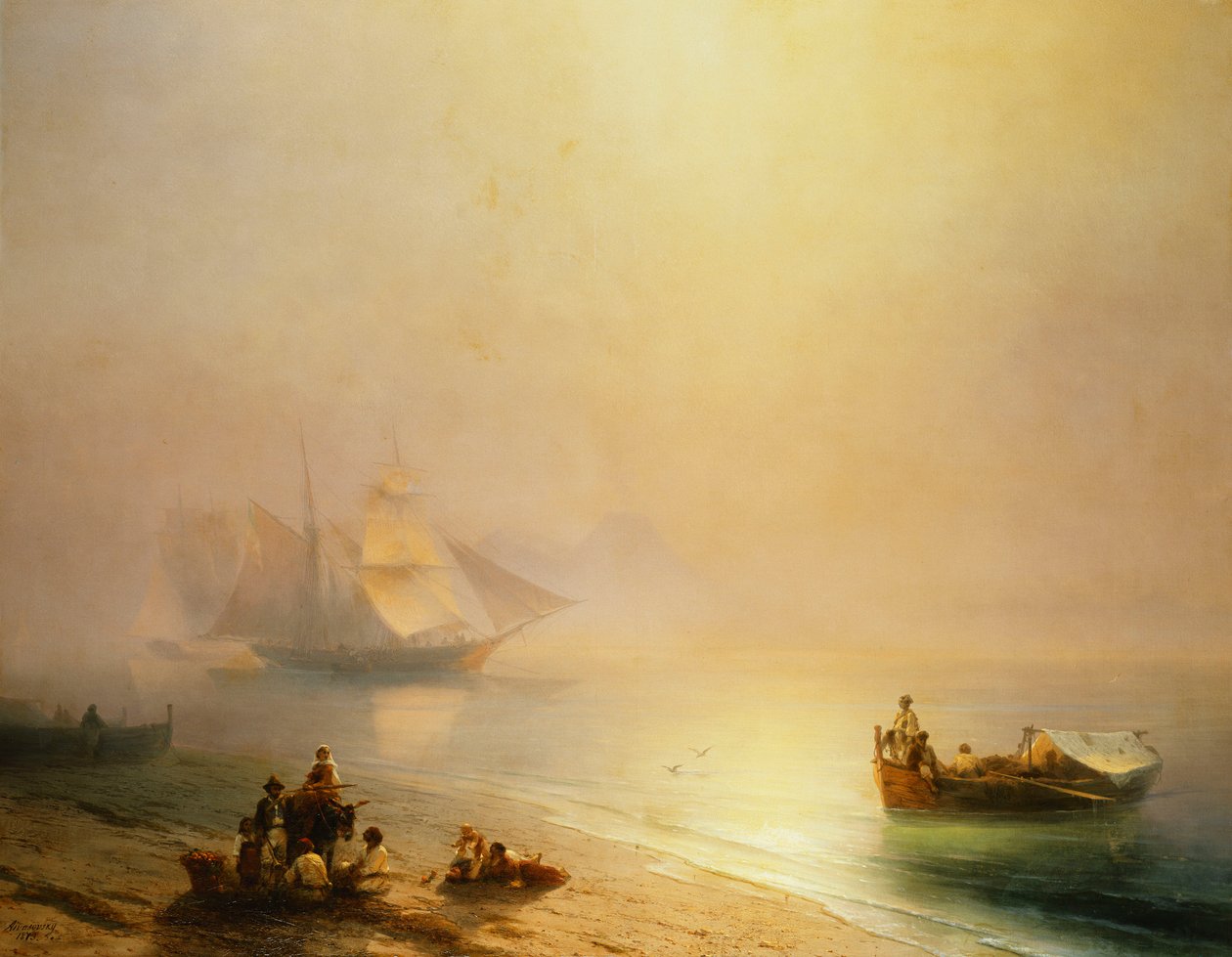 Fisherfolk on the Seashore, The Bay of Naples, 1873 av Ivan Konstantinovich Aivazovsky