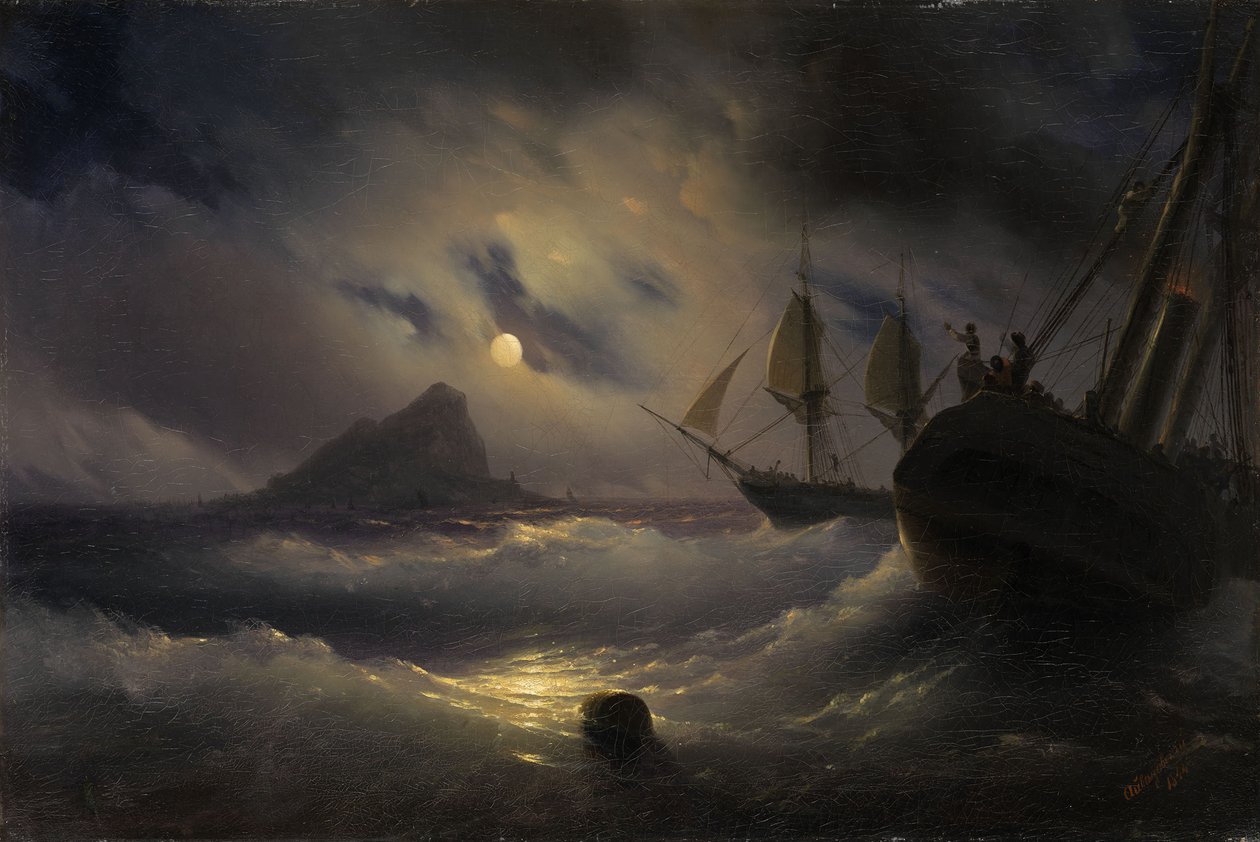 Gibraltar om natten, 1844 av Ivan Konstantinovich Aivazovsky