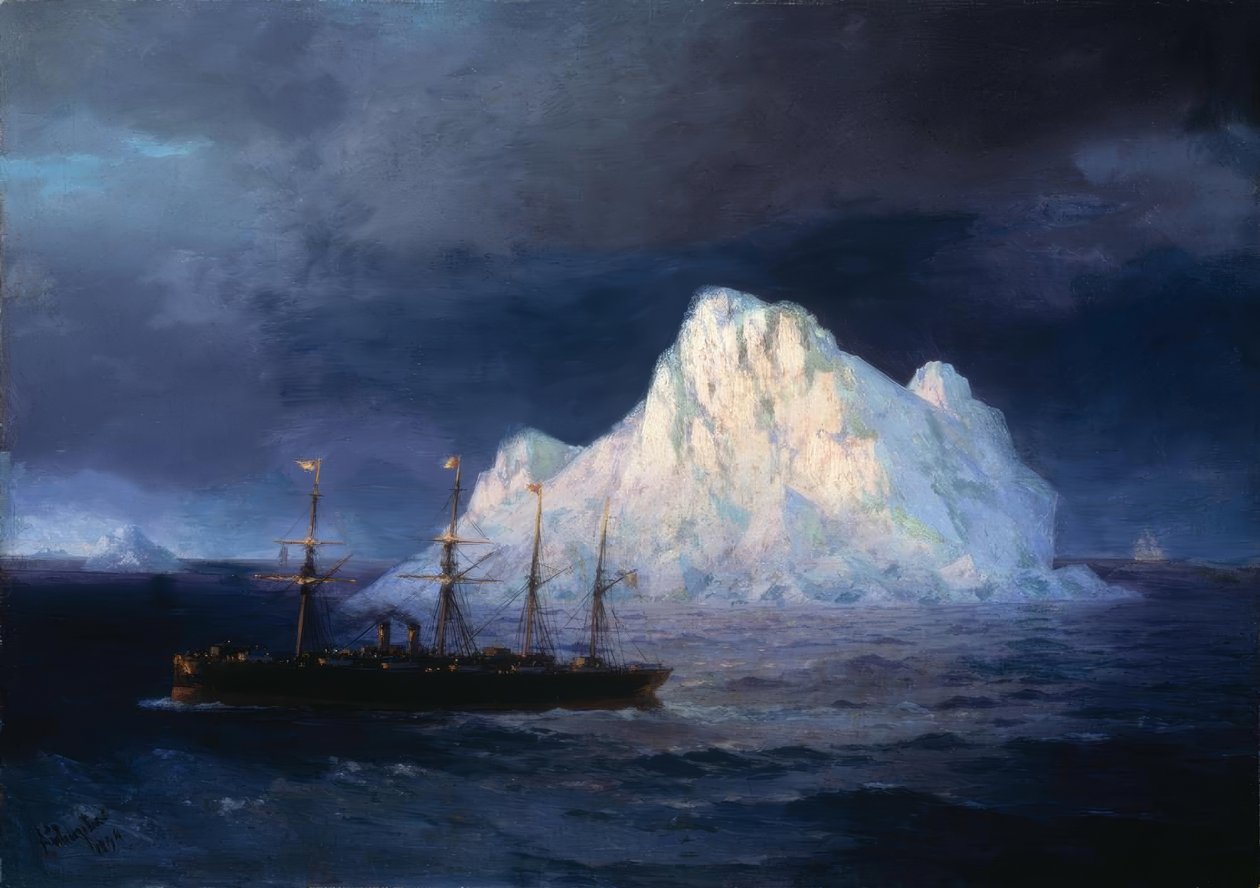 I.K. Aiwasowski, Damfschiff bei Eisberg / Maleri, 1894 av Ivan Konstantinovich Aivazovsky