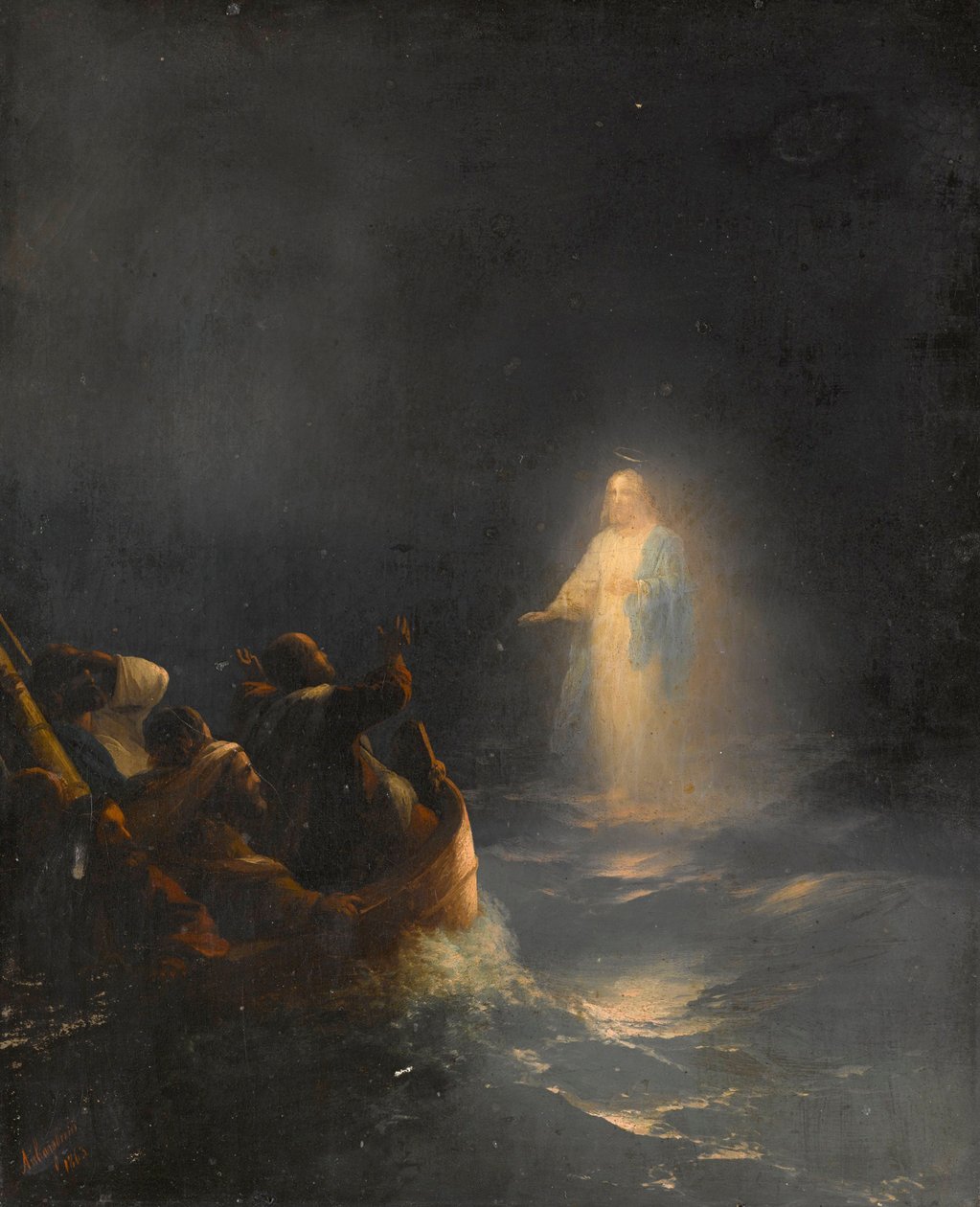 Jesus Walks on Water - Jesus Walks on Water, av Aivazovsky, Ivan Konstantinovich (1817-1900). olje på lerret av Ivan Konstantinovich Aivazovsky
