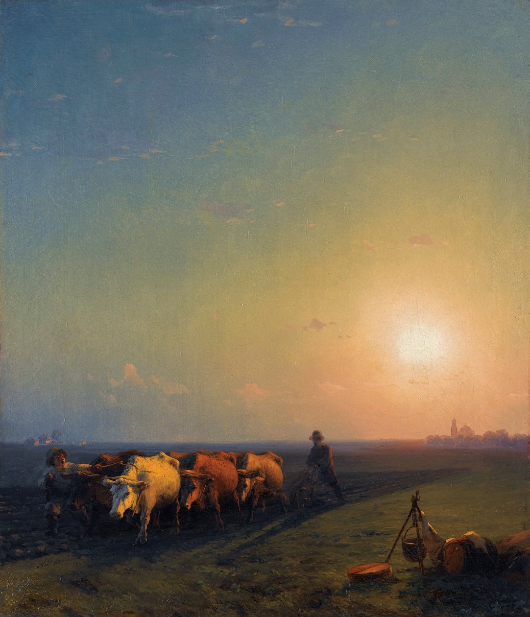 ""Le labor dans les champs, Crimee"" (Pløying av åkrene, Krim) Peinture d