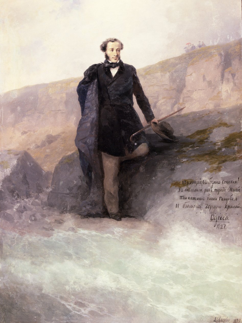Pushkin (1799-1837) ved kysten av Svartehavet, 1897 av Ivan Konstantinovich Aivazovsky