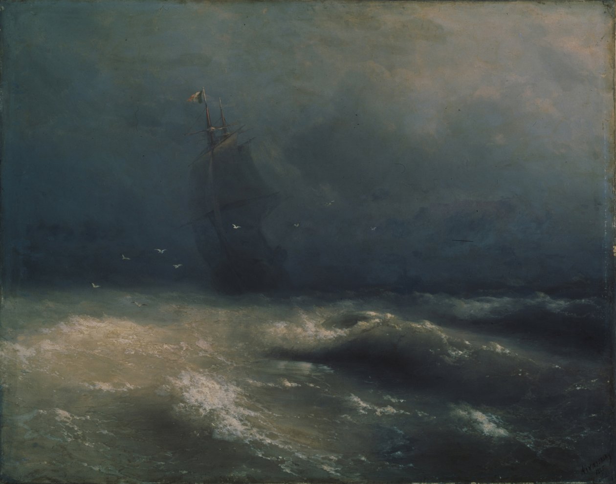 Storm ved kysten ved Nice, 1885 av Ivan Konstantinovich Aivazovsky