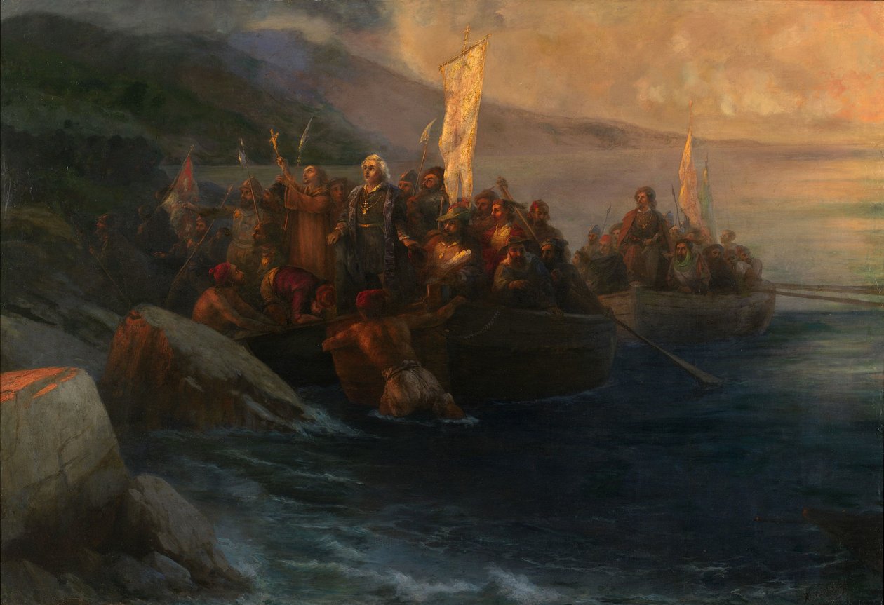 Ilandstigningen av Christopher Columbus på San Salvador, 12. oktober 1492, 1892 av Ivan Konstantinovich Aivazovsky