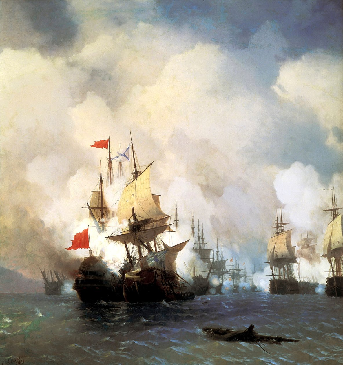 Sjøslaget ved Chesma 5. juli 1770', 1848. av Ivan Konstantinovich Aivazovsky