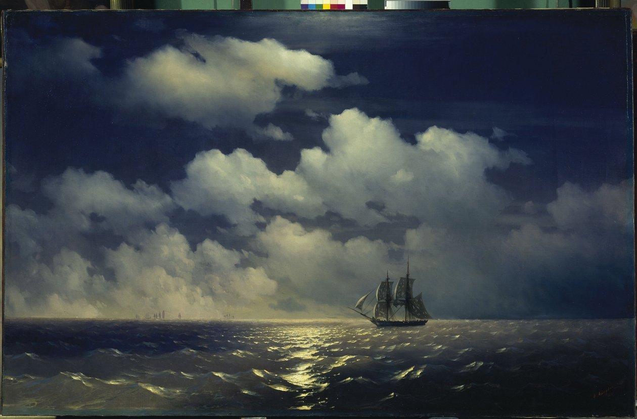 Briggen Mercury møter etter å ha beseiret to tyrkiske skip fra den russiske skvadronen par Aivazovsky, Ivan Konstantinovich (1817-1900) av Ivan Konstantinovich Aivazovsky