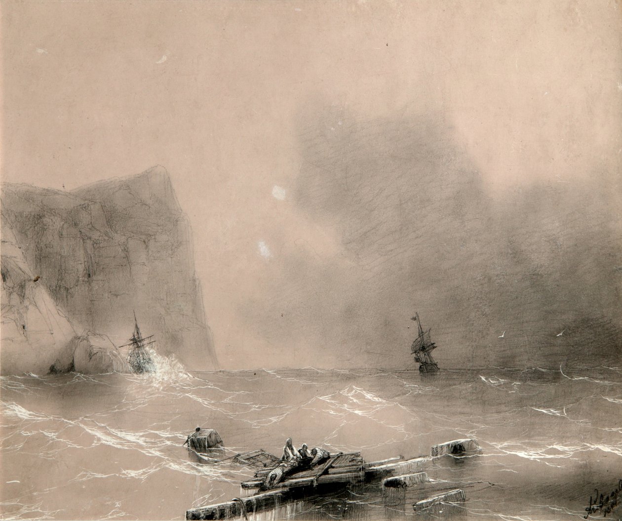 Katastrofen til den britiske flåten utenfor kysten av Balaclava 14. november 1854, 1854 av Ivan Konstantinovich Aivazovsky