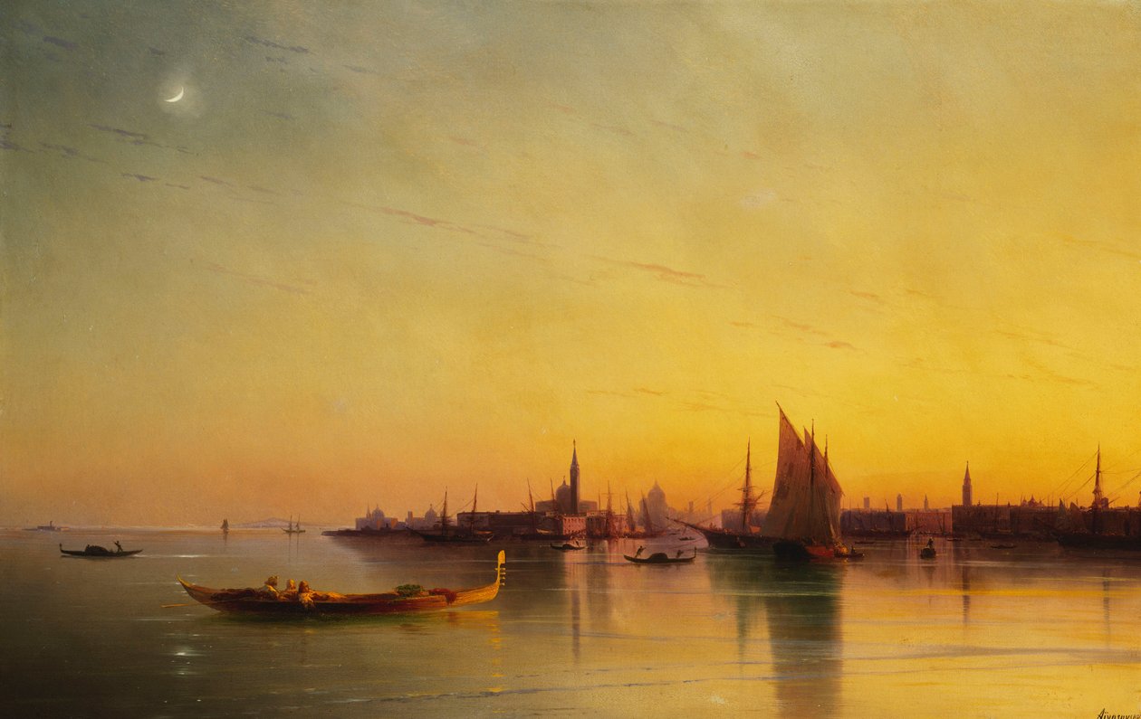 Venezia fra lagunen ved solnedgang av Ivan Konstantinovich Aivazovsky