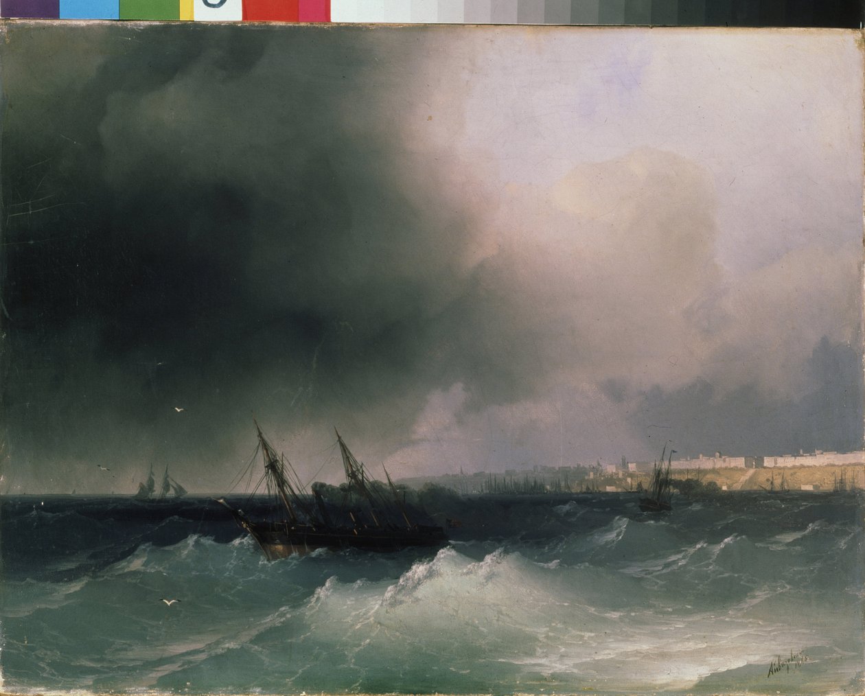 Utsikt over Odessa fra havet (Ukraina). Maleri av Ivan Konstantinovich Aivazovsky (1817-1900). Olje på lerret, 45 x 58 cm av Ivan Konstantinovich Aivazovsky