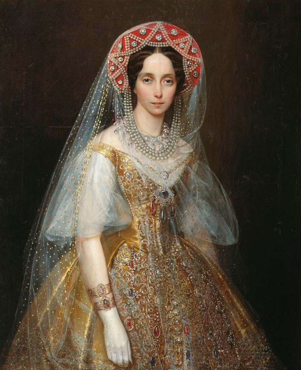 Portrett av storhertuginne Maria Alexandrovna 1824-1880, fremtidig keiserinne av Russland, 1840-årene. av Ivan Kosmich Makarov
